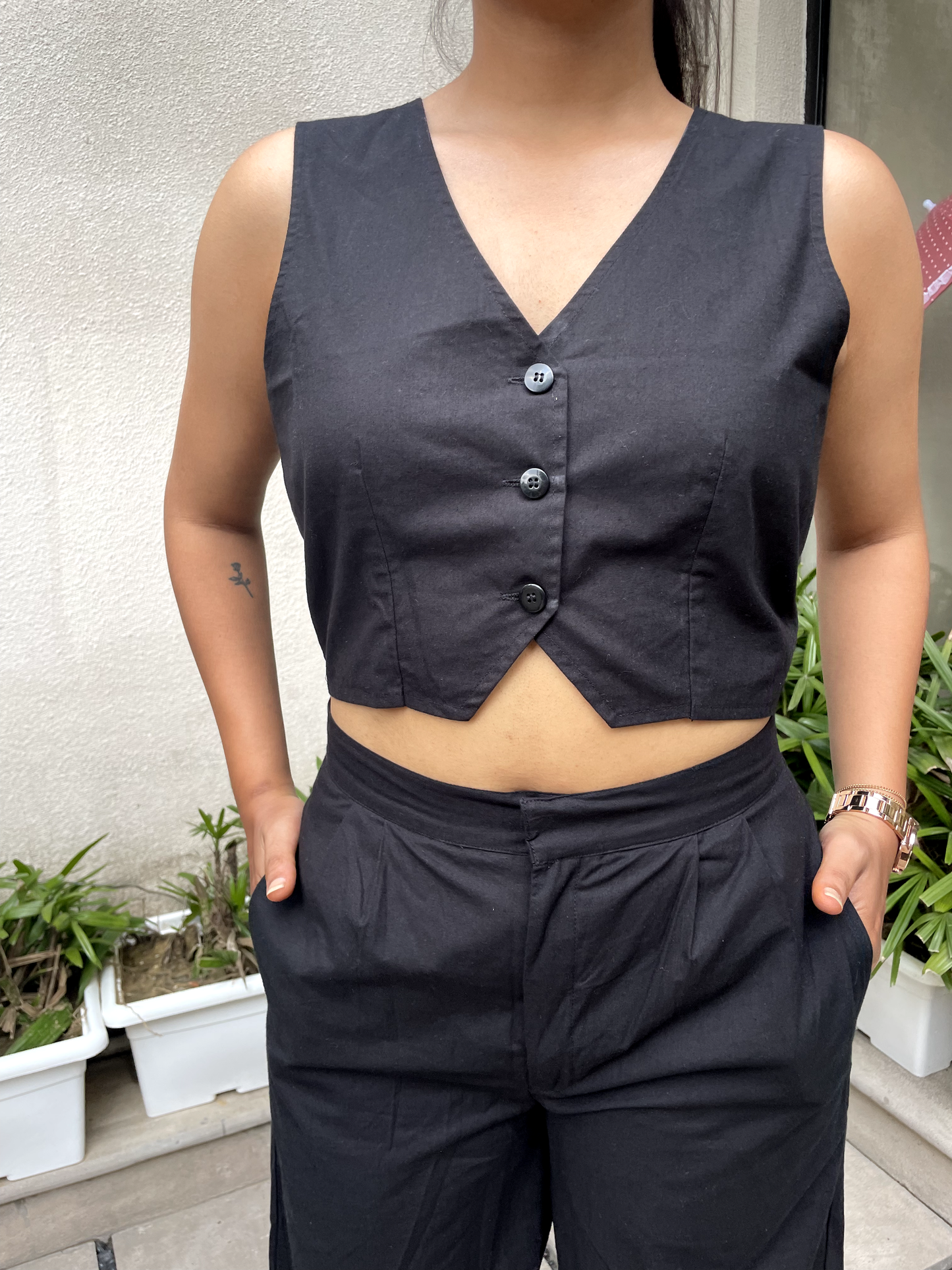 Black Vest and Trouser Set