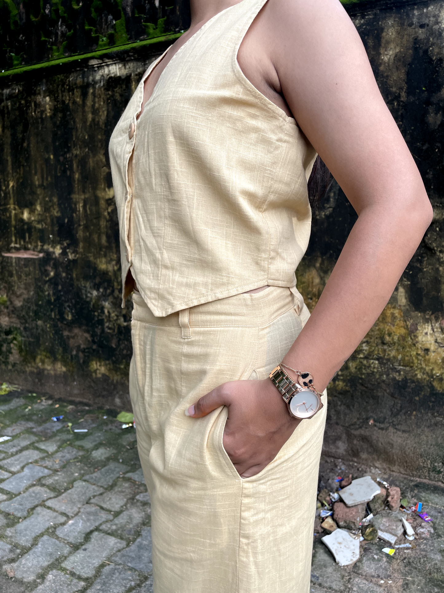 Beige Vest and Trouser set