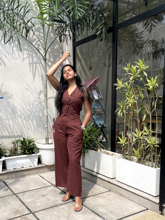 Brown Vest and Trouser Set