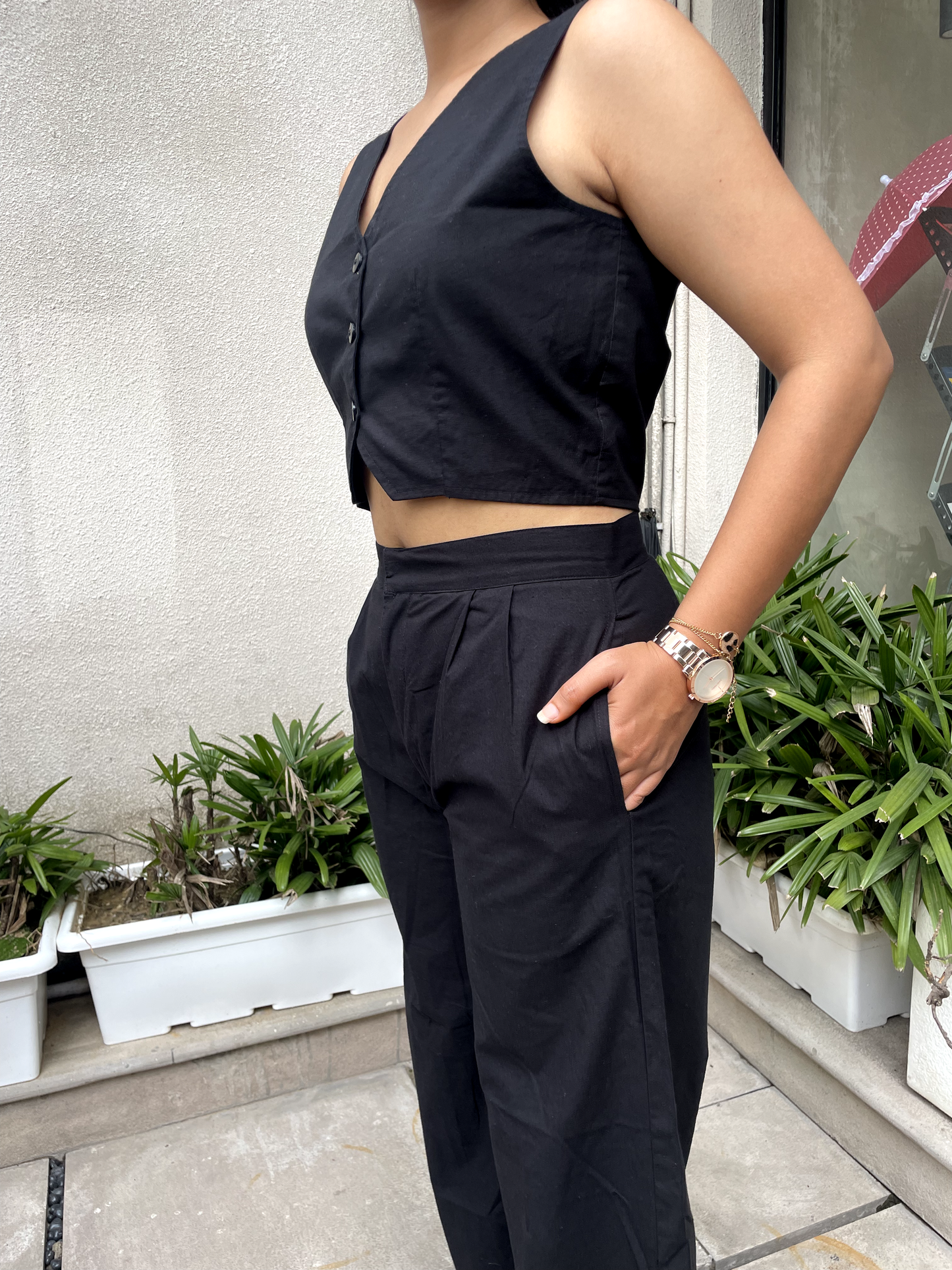 Black Vest and Trouser Set