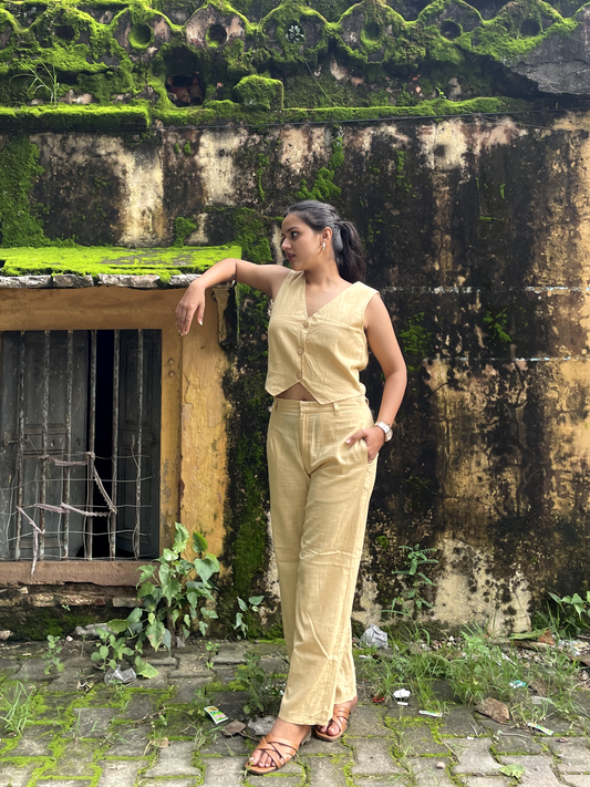 Beige Vest and Trouser set