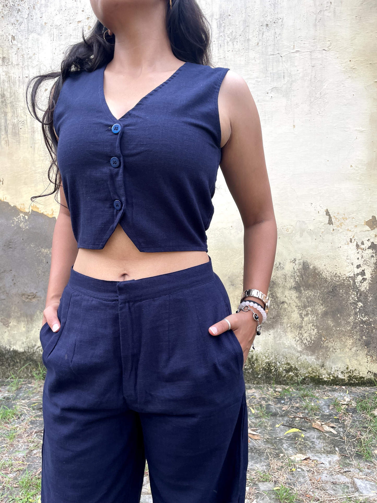 Blue Vest and Trouser Set