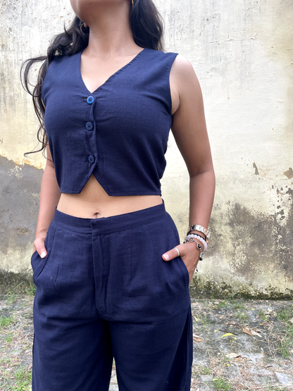 Blue Vest and Trouser Set