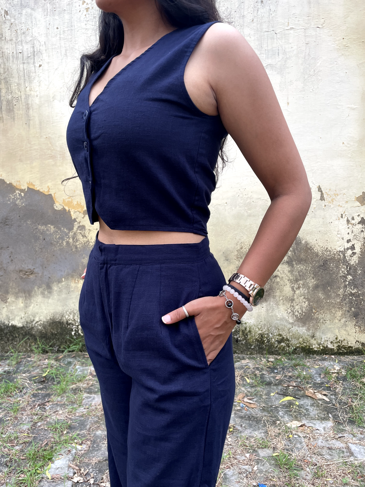 Blue Vest and Trouser Set