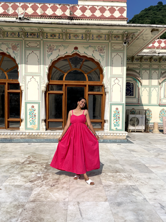 Boho Breeze Hot Pink Dress